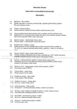 Maturitní témata Informační a komunikační technologie