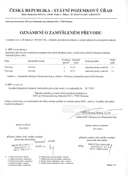 ČESKÁ REPUBLIKA - STÁTNÍ POZEMKOVÝ ÚŘAD