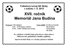 Fotbalový turnaj SK Skály v sobotu 3