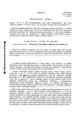 Notářský zápis z VH 18.6.2015 - Vodovody a kanalizace Jablonné