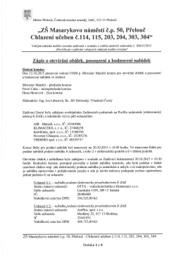 Zápis 0 otevírání obálek, posouzení a hodnocení nabídek