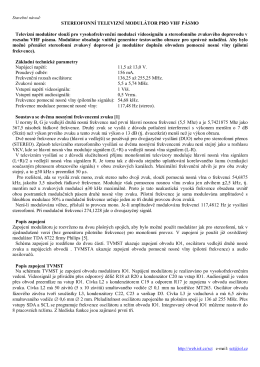 STEREOFONNÍ TELEVIZNÍ MODULÁTOR PRO VHF PÁSMO