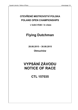 vypsání závodu notice of race - International Flying Dutchman Class