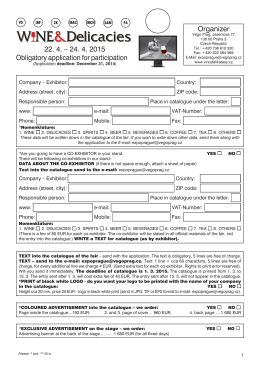 Organizer 22. 4. – 24. 4. 2015 Obligatory application for participation
