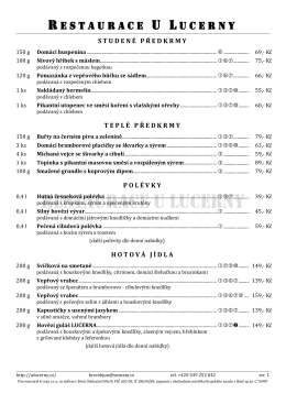 Týdenní menu restaurace LAMPLOTA