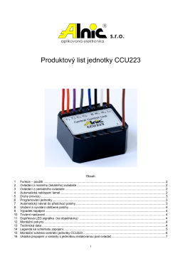 Produktový list jednotky CCU223