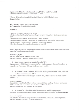 Zápis ze schůze Obecního zastupitelstva Jedlany 3/2015 ze dne 6