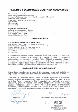 PLNĂ MOC K ZASTUPOVĂNÍ VLASTNÍKA NEMOVITOSTI