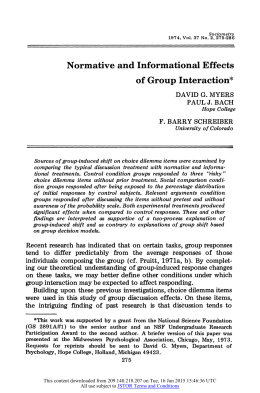 Normative and Informational Effects of Group Interaction*