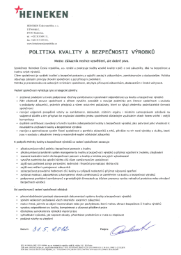 bezpečnost a kvalitu sv&yacute;ch v&yacute;robků