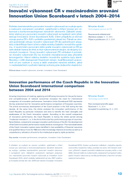 Inovační výkonnost ČR v mezinárodním srovnání
