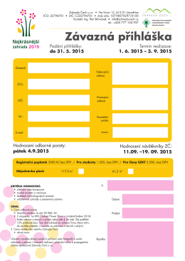 Přihláška ke stažení - Nejkrásnější zahrada 2015