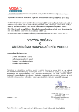 výzva k omezenému hospodaření s pitnou vodou