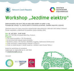 Pozvánka na workshop "Jezdíme elektro"