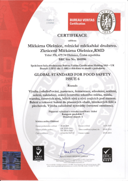 Certifikát BRC