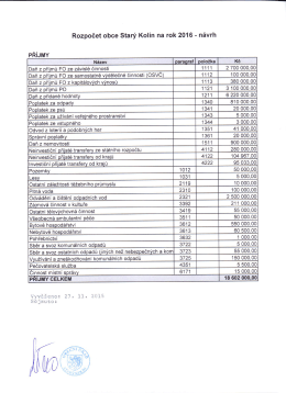 Rozpočet obce Starý Kolín na rok 2016 - návrh