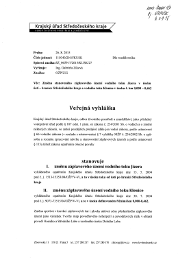 stanoven&iacute; změny z&aacute;plavov&eacute;ho &uacute;zem&iacute; vodn&iacute;ho toku Jizera a vodn&iacute;ho