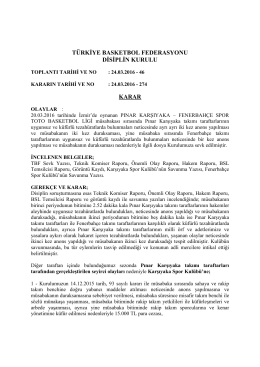 karar 274 pınar karşıyaka – fenerbahçe spor toto basketbol ligi