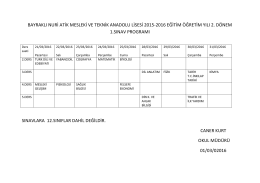 2.Dönem Sınav Programı - BAYRAKLI - Bayraklı Nuri Atik Mesleki ve