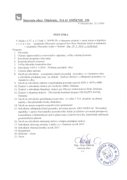 Pozvánka na zasadnutie Obecného zastupiteľstva na 29.3.2016 o