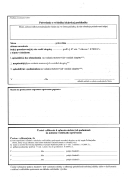 Žiadosť o udelenie vodičského oprávnenia