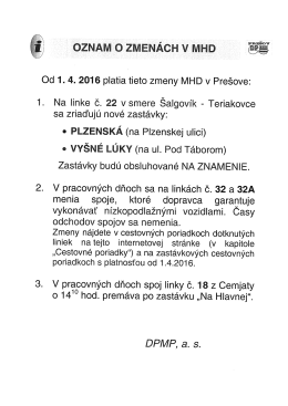 Zmeny v MHD od 1.4.2016