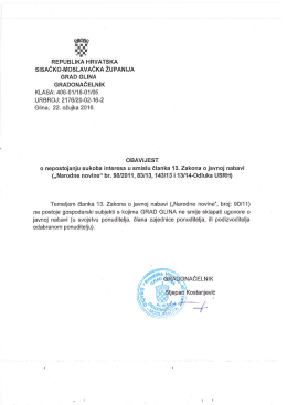 Obavijest o nepostojanju sukoba interesa u smislu