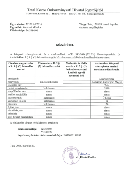 Page 1 Tatai Közös Önkormányzati Hivatal Jegyzőjétől H