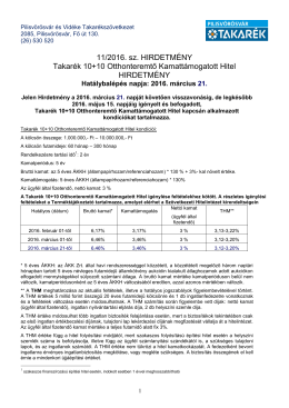 Hirdetmény - Pilisvörösvár és Vidéke Takarékszövetkezet