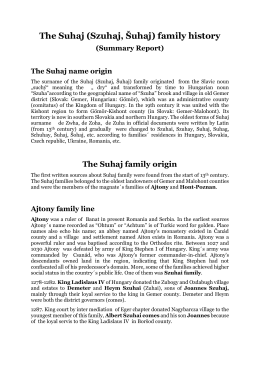The Suhaj (Szuhaj, Šuhaj) family history