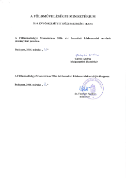 A F&ouml;ldművel&eacute;s&uuml;gyi Miniszt&eacute;rium 2016. &eacute;vi &ouml;sszes&iacute;tett k&ouml;zbeszerz&eacute;si