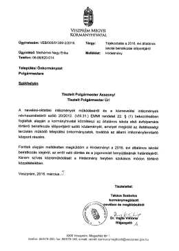 T&aacute;j&eacute;koztat&aacute;s &ndash; &Ouml;nkorm&aacute;nyzati