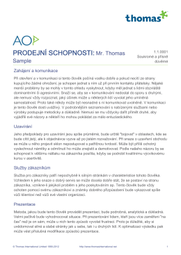 PRODEJN&Iacute; SCHOPNOSTI: Mr. Thomas