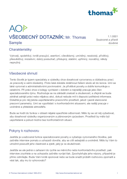 VŠEOBECNÝ DOTAZNÍK: Mr. Thomas