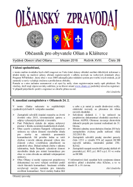 Olšanský zpravodaj 1-2016 [pdf - 900,2 kb]