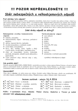 sběr nebezpečného a velkoobjemového odpadu