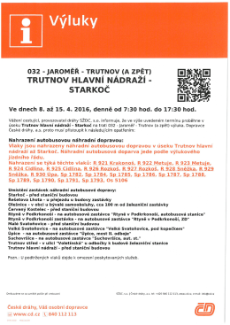 v úseku Trutnov hl.n. - Starkoč a opačně