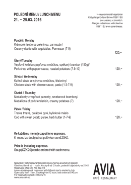 polední menu / lunch menu 21. − 25.03. 2016