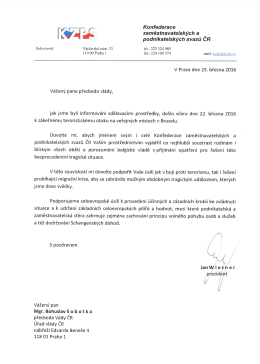 Dopis premi&eacute;r Brusel 23.03.2016