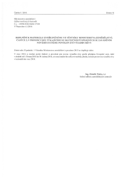 Doplnění k materiálu zveřejněnému ve Věstníku MZe