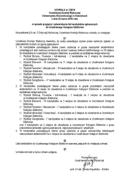 Uchwała nr 7/2016 Uczelnianej Komisji Wyborczej Uniwersytetu