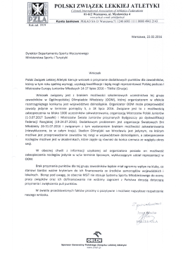 Wniosek o punkty OOM - Pomorski Okręgowy Związek Lekkiej Atletyki