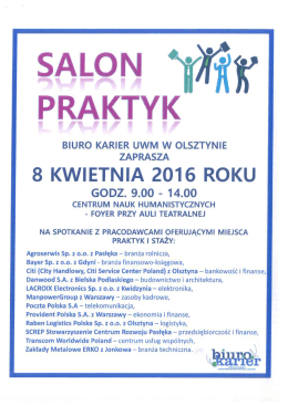 Page 1 SALON `My PRAKTYK BIURO KARIER UWM W OLSZTYNIE