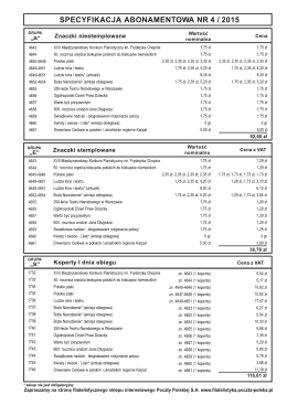 specyfikacja abonamentowa nr 4 i 2015