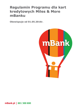 Regulamin Programu dla kart kredytowych Miles & More mBanku