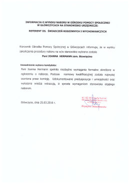 Informacja o wyniku naboru na stanowisko urzędnicze w OPS