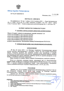 Decyzja Nr 6/WC/2016