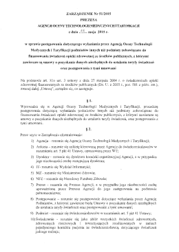 ZARZĄDZENIA Nr 51/2015 - Agencja Oceny Technologii Medycznych