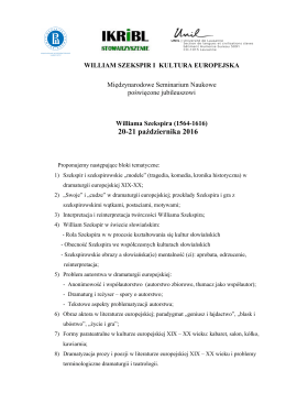 William Szekspir i kultura europejska, 20
