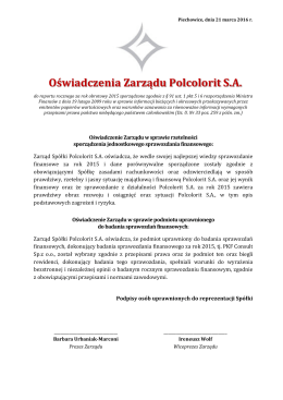 Oświadczenia Zarządu Polcolorit SA